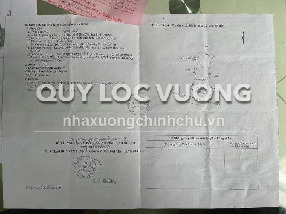 Bán đất trồng cây lâu năm 12.933m2 ở phường Chánh Phú Hòa, Bến Cát