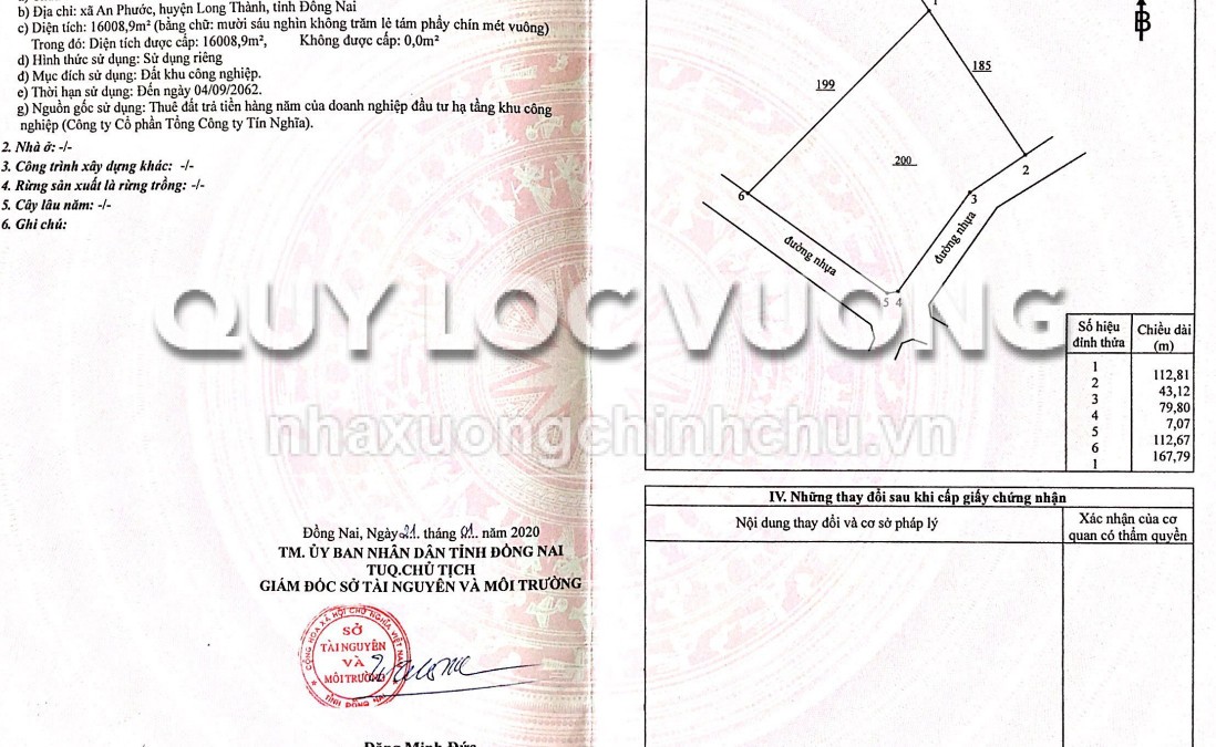 Bán/cho thuê xưởng XD theo yêu cầu 16.000m2 ở KCN An Phước, Đồng Nai