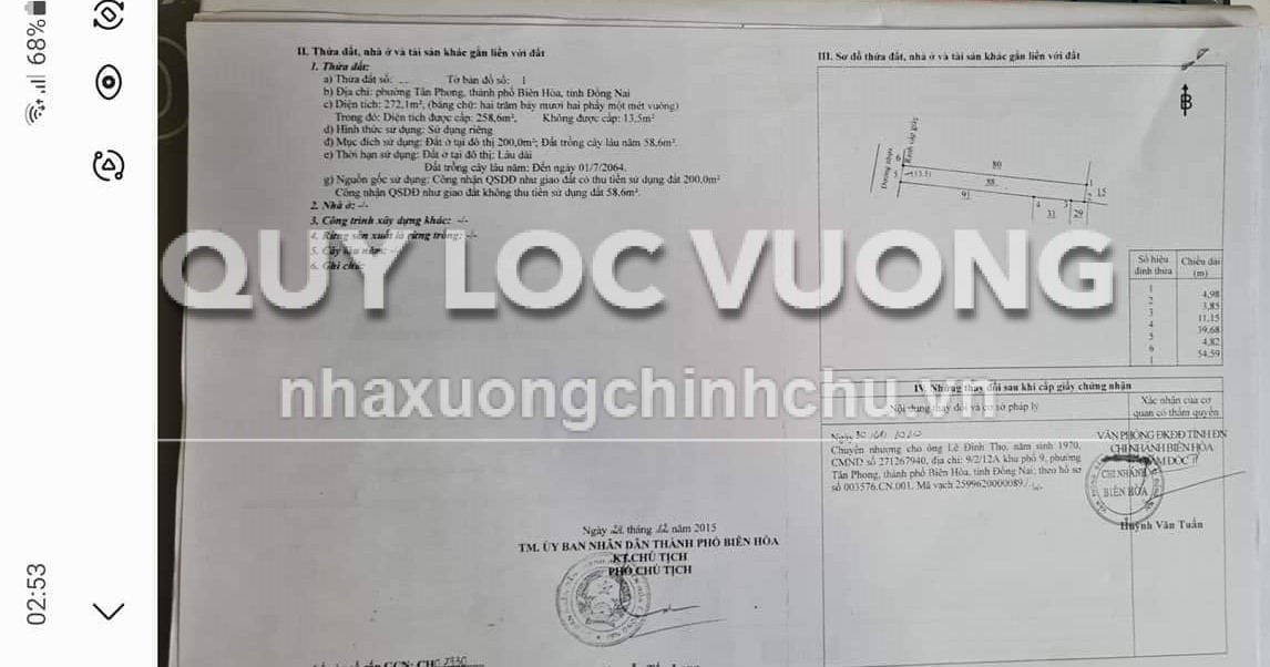 Bán lô đất rộng 600m2 ở phường Tân Phong, Biên Hòa, Đồng Nai, 12 tỷ