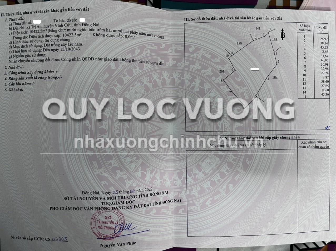 Bán đất cao su 5 tuổi 27.515m2 ở xã Trị An, Vĩnh Cửu, giá 18 tỷ