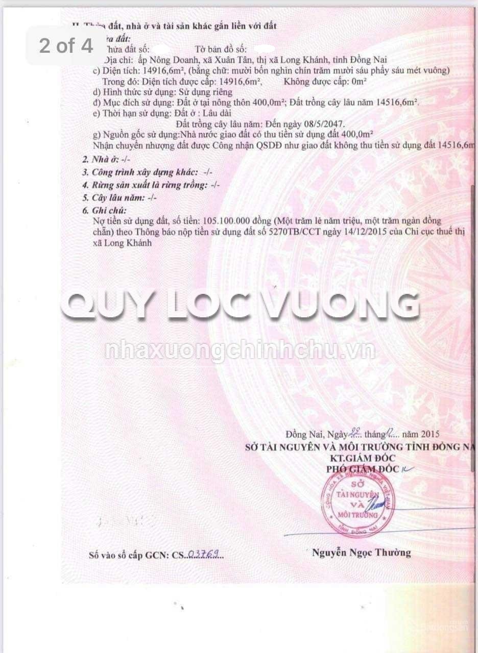 Bán xưởng nội thất KV 14.916m2 ở ấp Nông Doanh, Long Khánh, ĐN, 65 tỷ