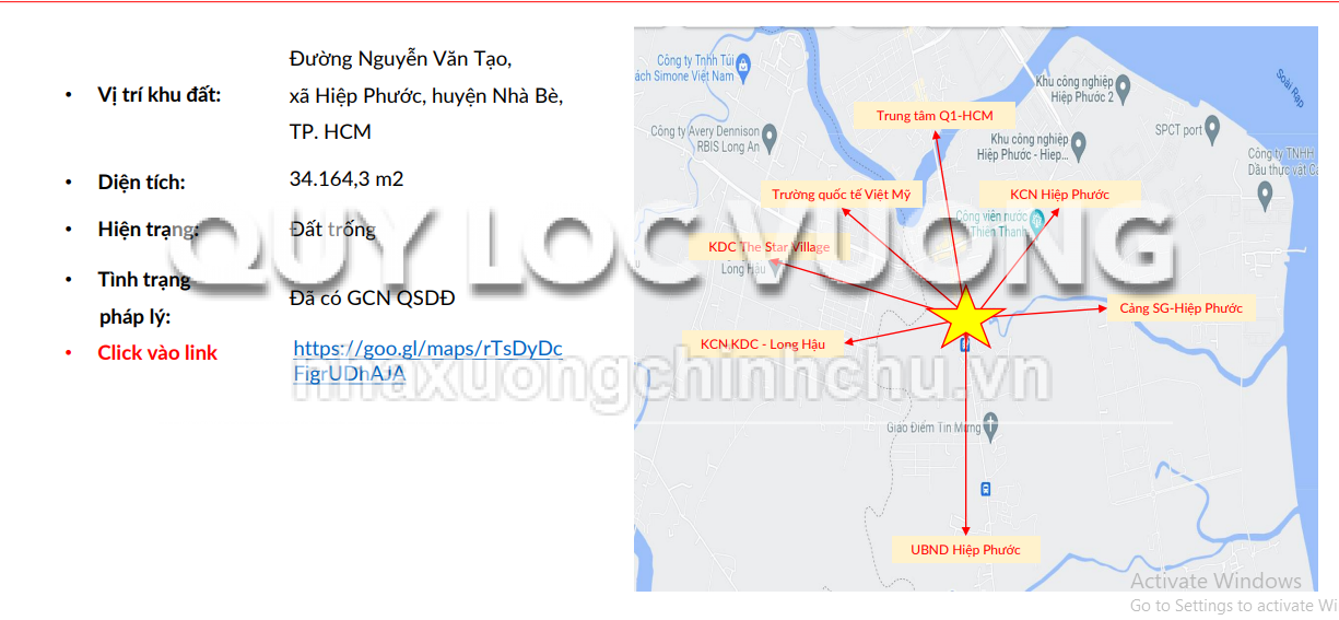 Bán đất trống 34.164m2 ở Hiệp Phước, Nhà Bè, HCM, 230 tỷ