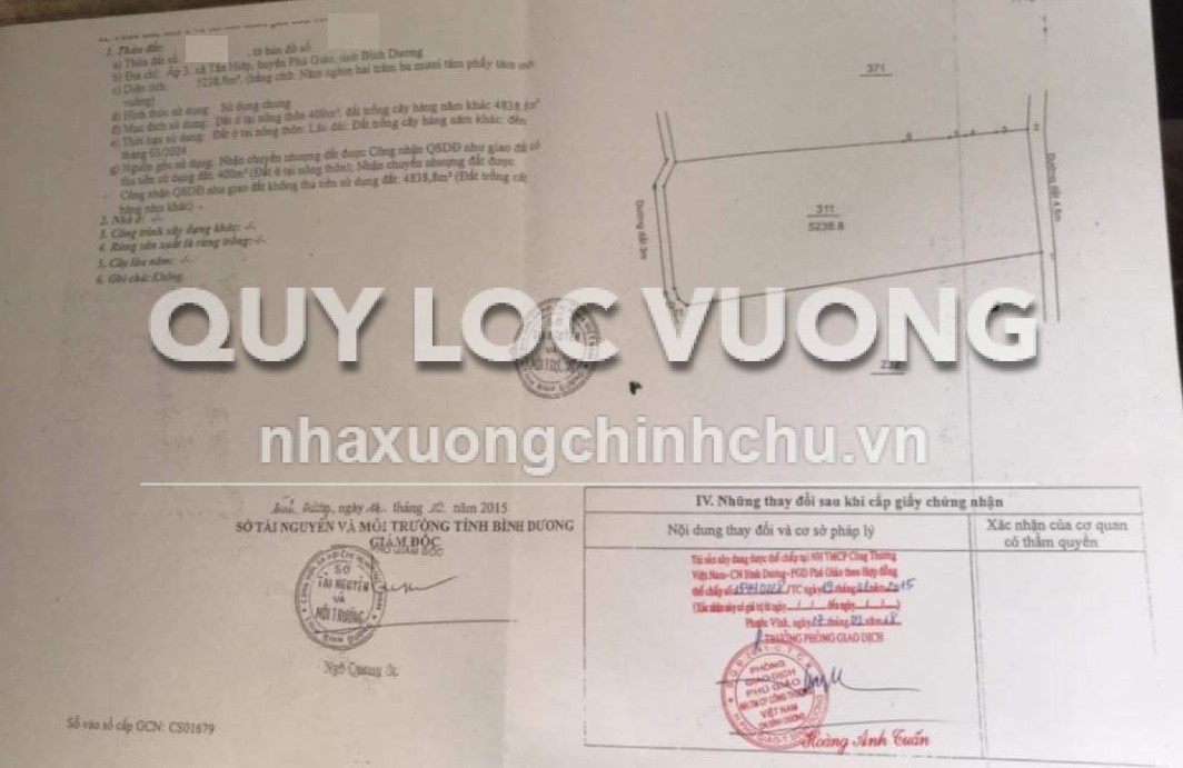 Bán xưởng sản xuất bột cưa 5.238m2 ở Tân Hiệp, Phú Giáo, Bình Dương