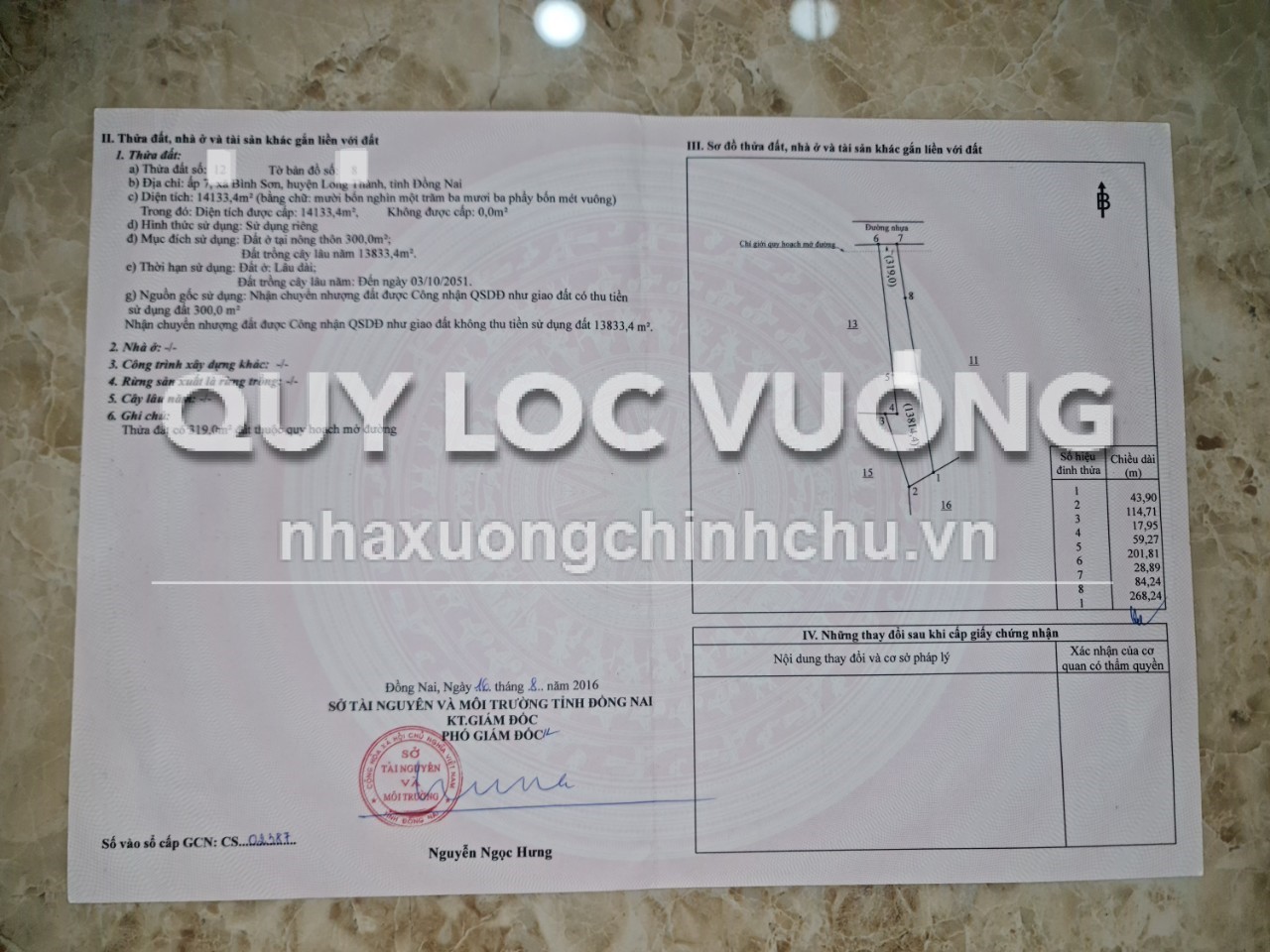 Bán đất 14.133m2 ở xã Bình Sơn, Long Thành, Đồng Nai, 3.5 triệu/m2