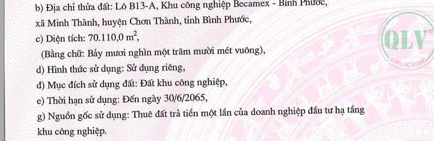 Bán đất 70.110m2 trong KCN và Đô thị Becamex - Bình Phước, 115 usd/m2