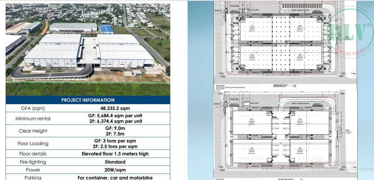 Cho thuê kho chứa hàng tổng dt 48.235m2 ở KCN VSIP 1, BD, 6.2 USD/m2