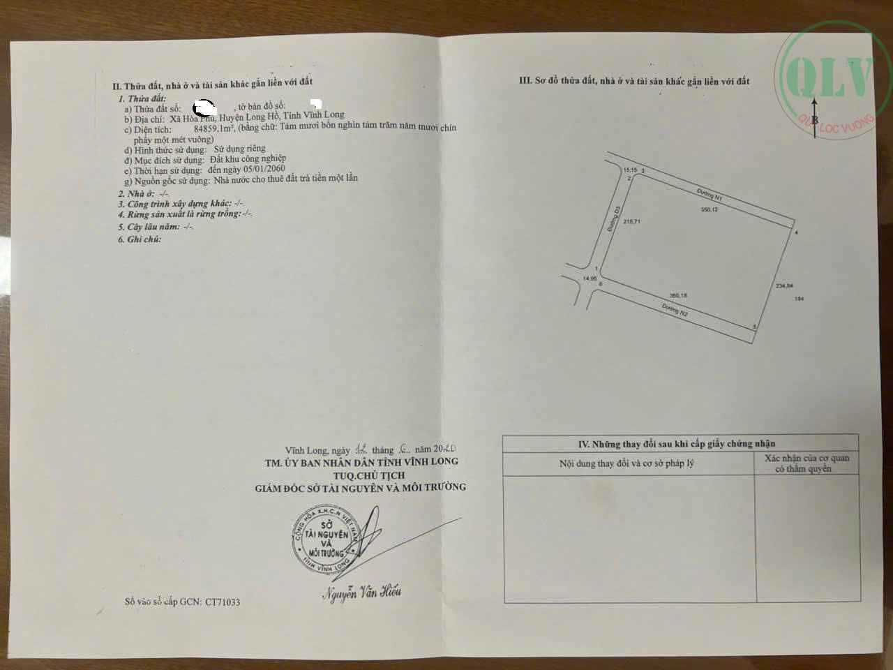 Bán đất công nghiệp Hòa Phú, Vĩnh Long 84.559m2 - 3 mặt tiền đường, vị trí siêu đẹp