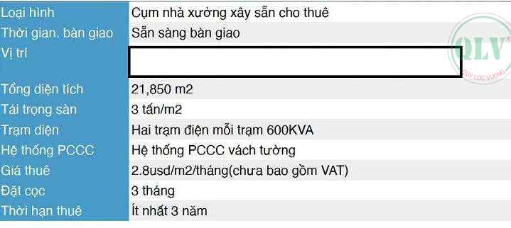 Cho thuê xưởng KCN Dầu Giây Thống Nhất Đồng Nai