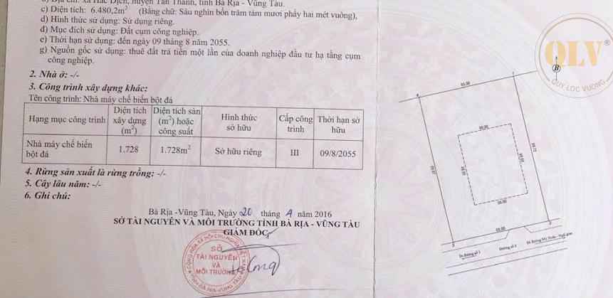 Bán xưởng cụm công nghiệp Tân Thành Bà Rịa Vũng Tàu